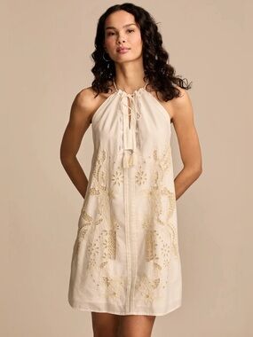 Lucky Brand Cream Embroidered Halter Dress
